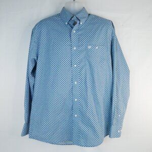 Wrangler Shirt Mens M Blue  Geometric Button Up Western Long Sleeve Cowboy Rodeo